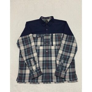 Wrangler ATG Shirt Men's Long Sleeve Large Plaid Flannel Overlay Dark Sapphire